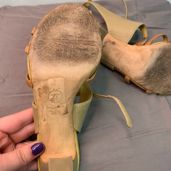 CHANEL Beige Open Toe Heels Size 36.5 - Picture 4 of 6